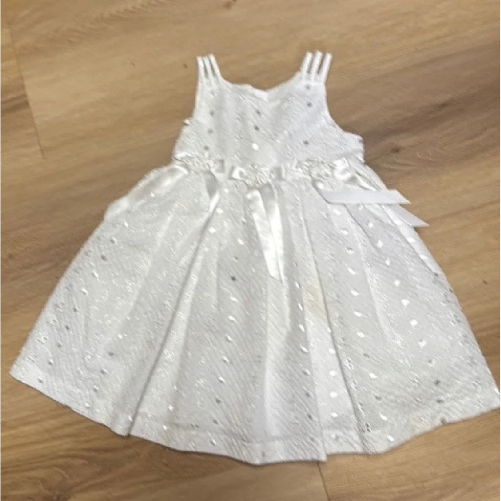 Bonnie Jean Girls White Eyelet Dress Size 2T Sleeveless Special Occasion